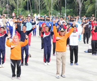 kegiatan jalan santai dan senam massal mandailing natal